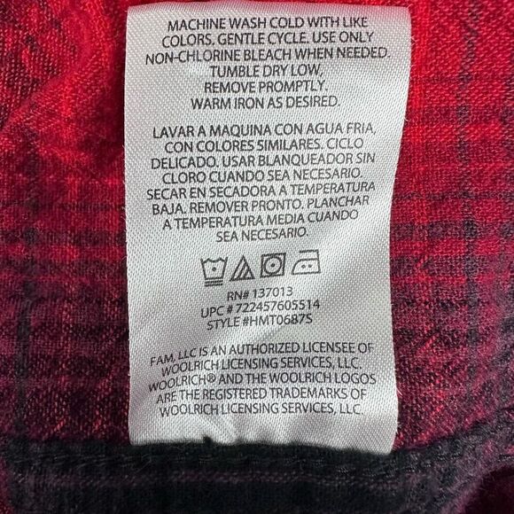 Woolrich Mens Red Plaid Long Sleeve Cotton Shirt Size XXL Button Down - Picture 7 of 8